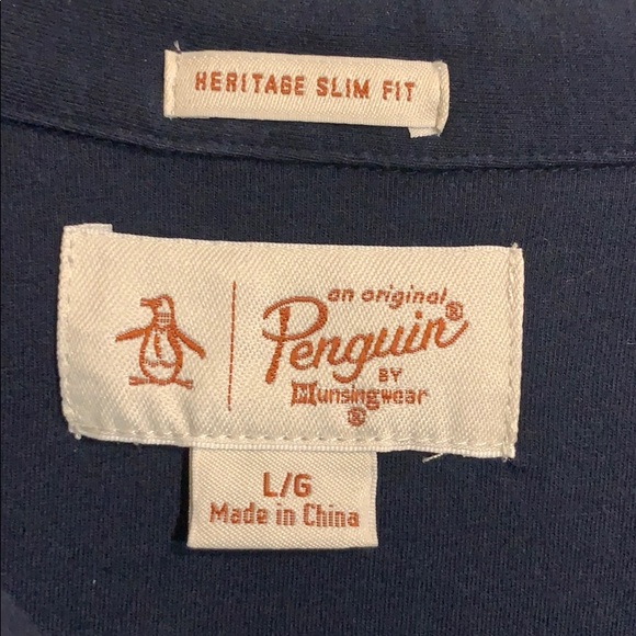 Men’s Lg Penguin Heritage Slim Fit Navy Polo Shirt - Picture 4 of 6